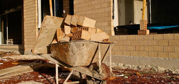 barrow, bricks, wheel-barrow, wall, house building, construction, construction, construction, construction, construction, construction
