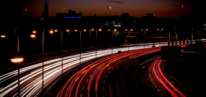 highway, light trail, long exposure