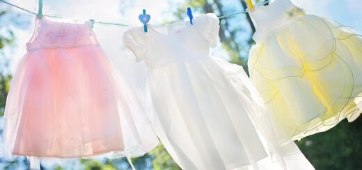 clothesline, little girl dresses, laundry, hang, clothespins, clean, airy, washed clothes, clothing, dresses, children's clothes, clothes