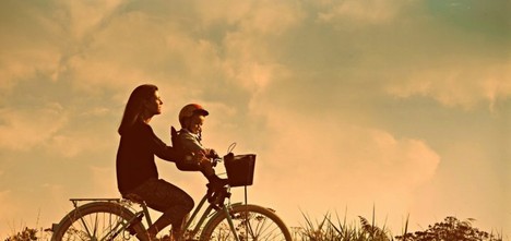 Mother Child People Bicycle Ride